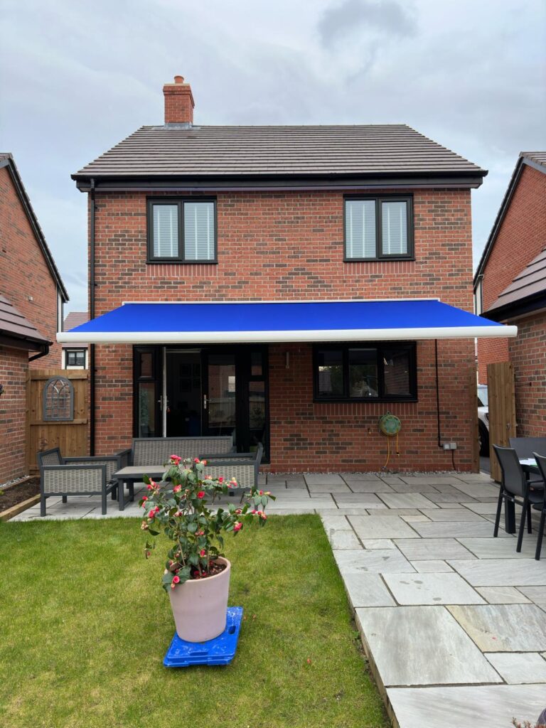 umbra awning in blue