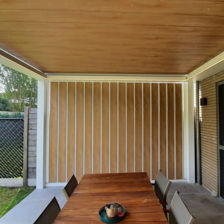 louvred wall in a white pergola