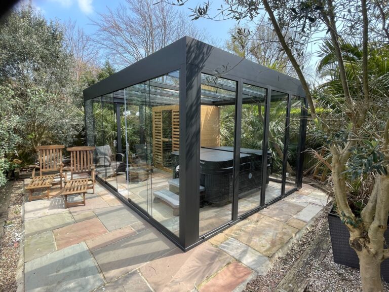 glass roof vue pod with sauna and jacuzzi