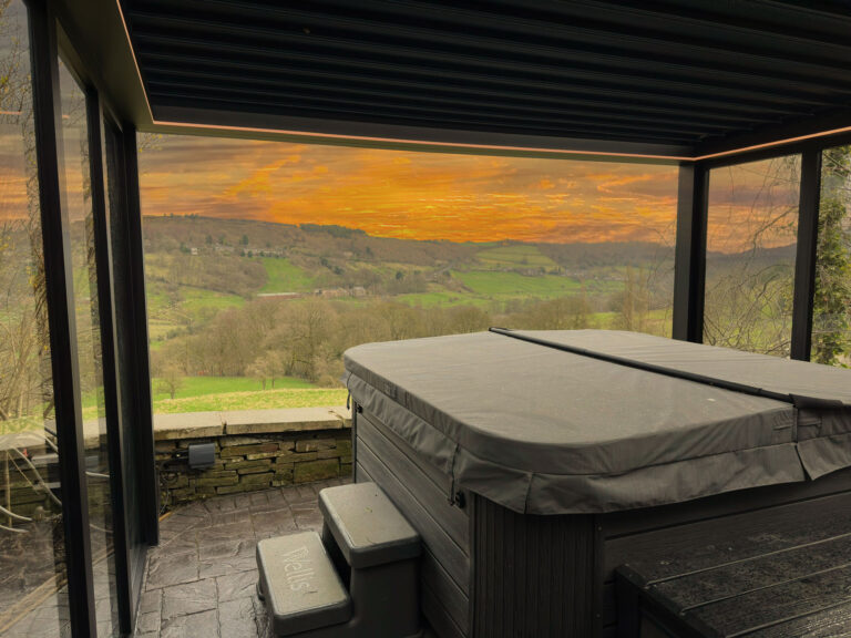 pergola with jacuzzi overlooking the hill