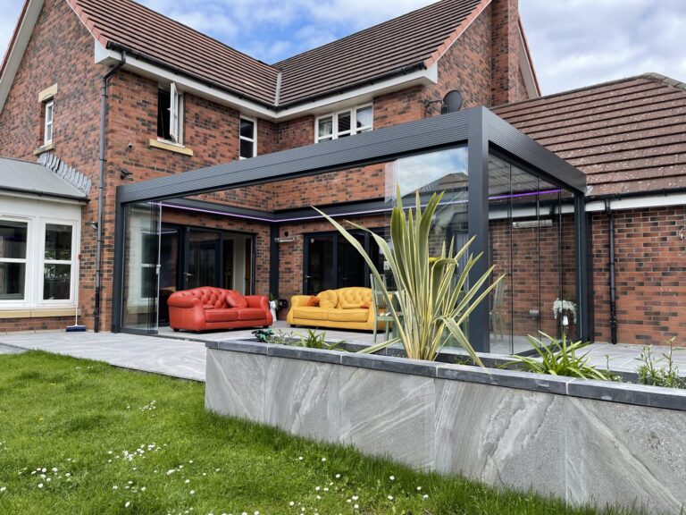 large pergola with retractable roof