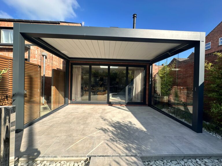 bladed roof pergola