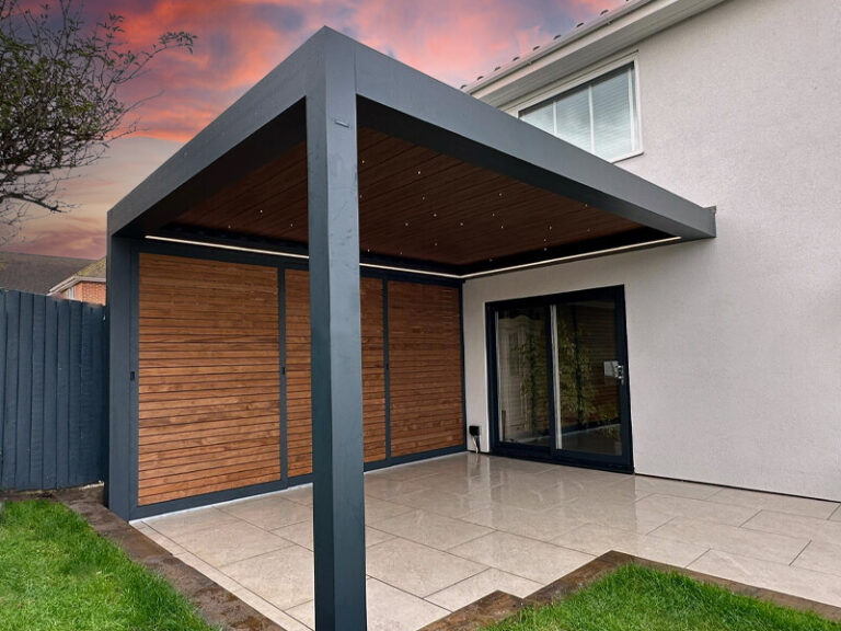 pergola with wooden door