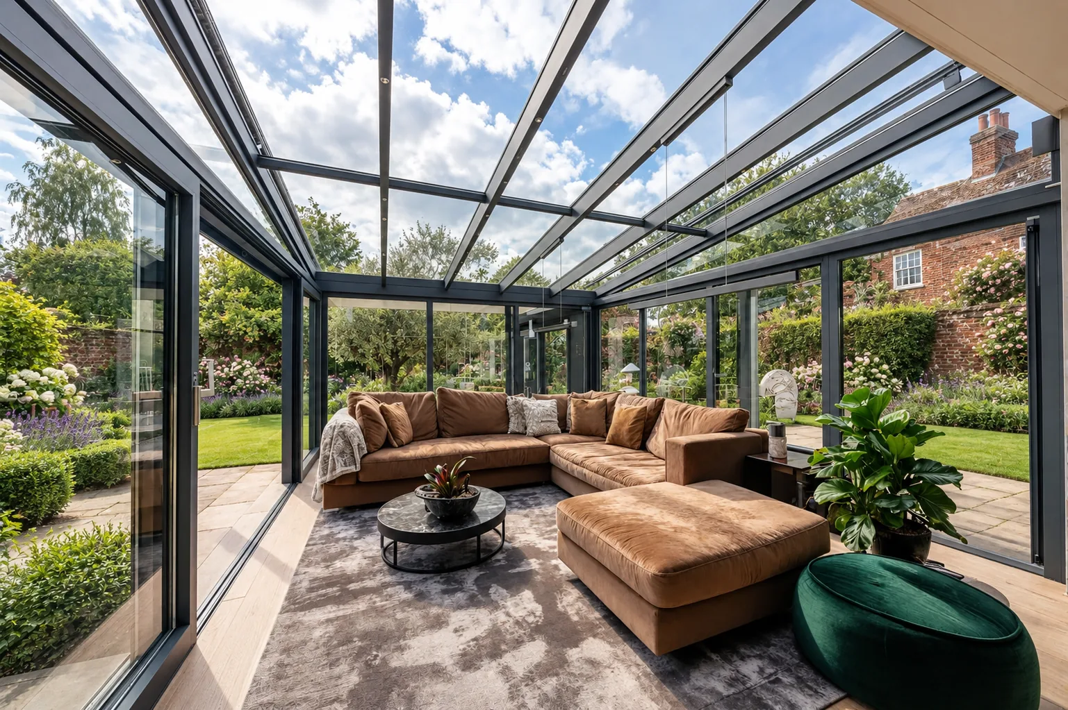 Solarlux Wintergarden vs Glass Extension: Which Should You Choose? 1 Glass extension lounge opening onto the garden